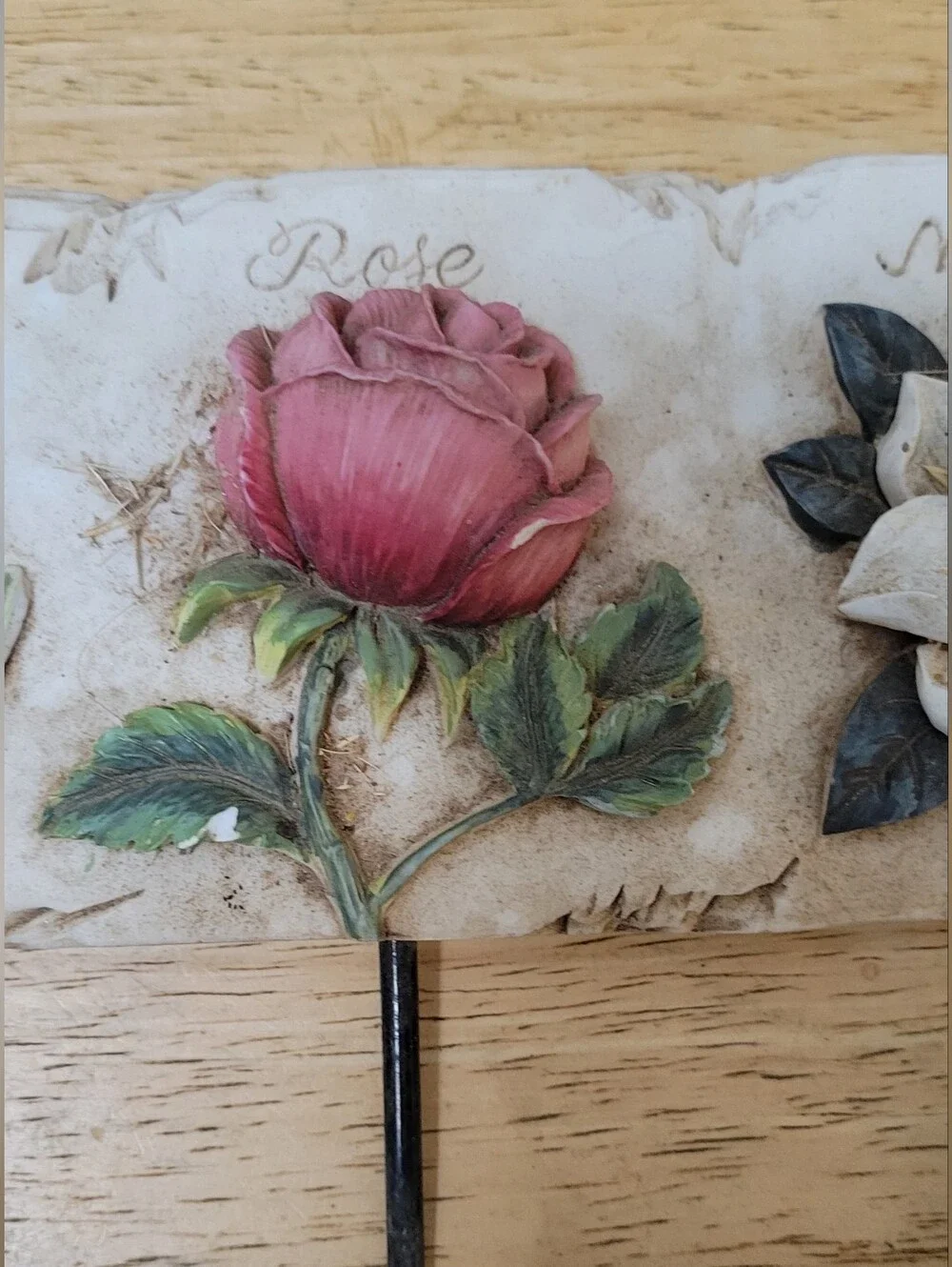 Vintage Style Floral Hook Rack with Pink Rose, Yellow Narcissus & White Magnolia